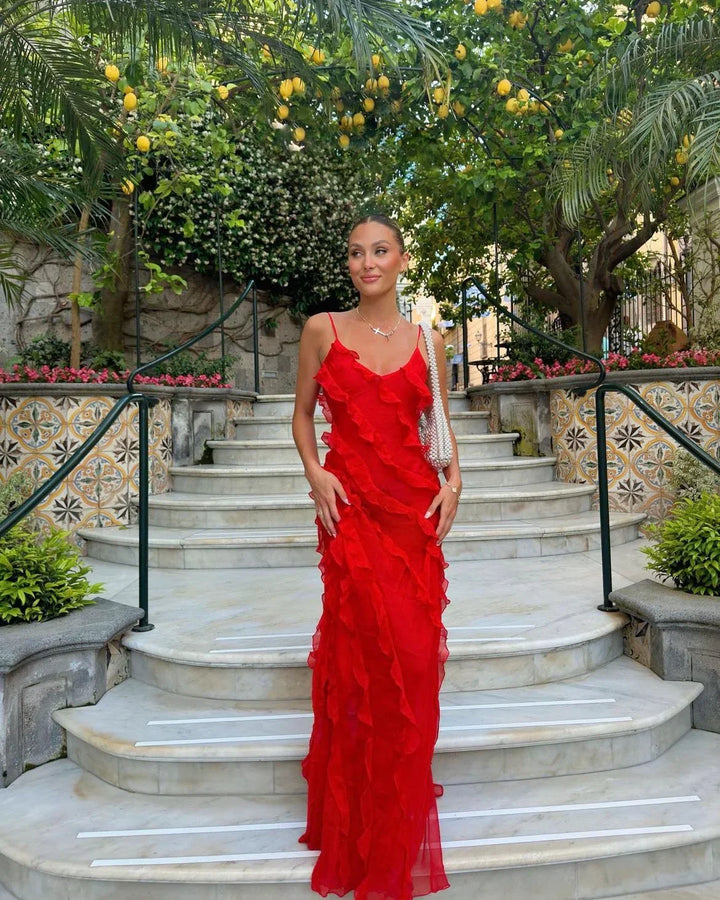 Lottie Elegant Off-Shoulder Backless Maxi Dress for Autumn and Summer