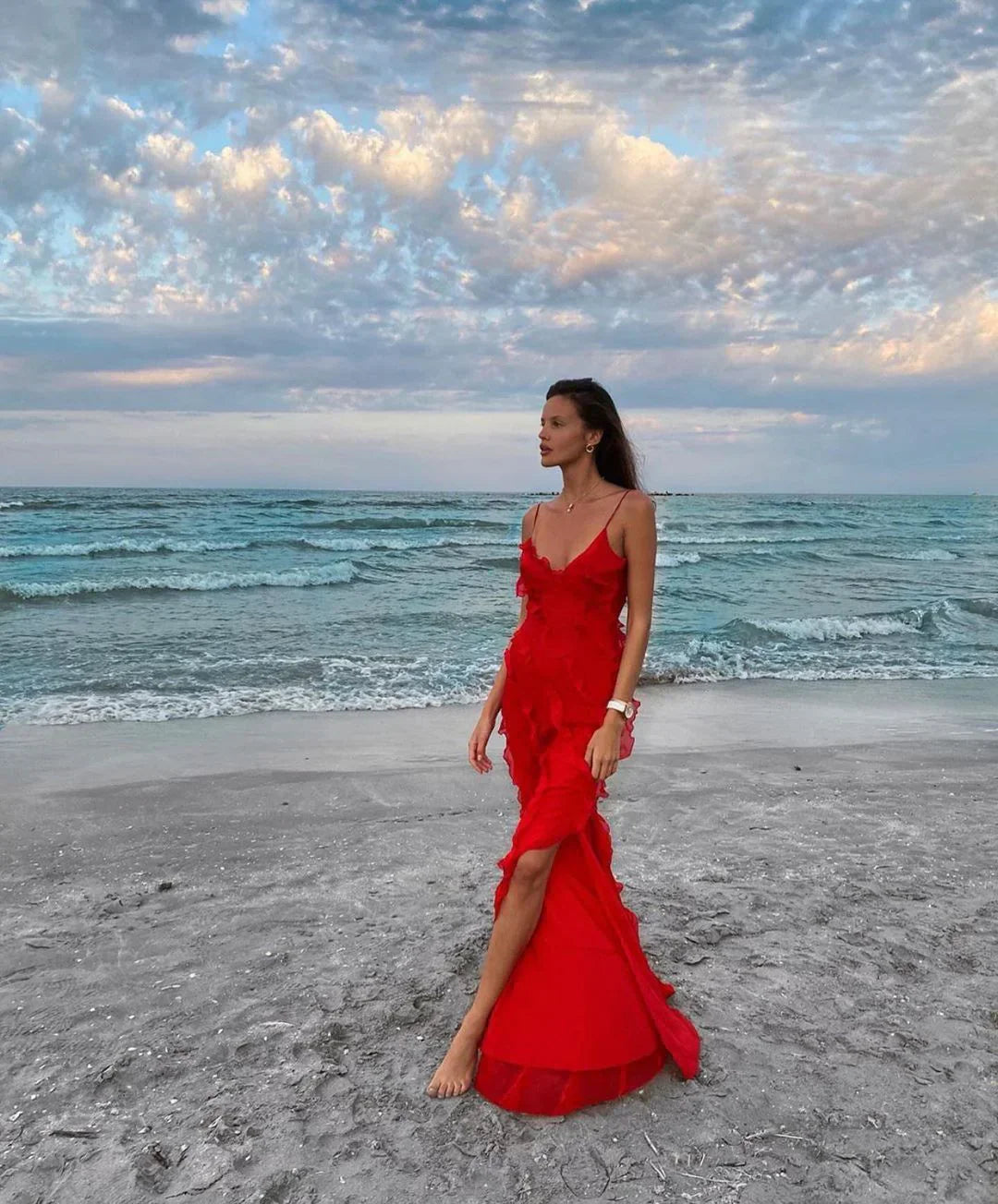 Lottie Elegant Off-Shoulder Backless Maxi Dress for Autumn and Summer
