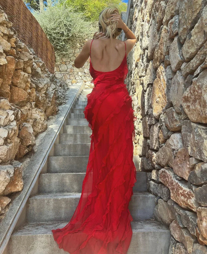 Lottie Elegant Off-Shoulder Backless Maxi Dress for Autumn and Summer