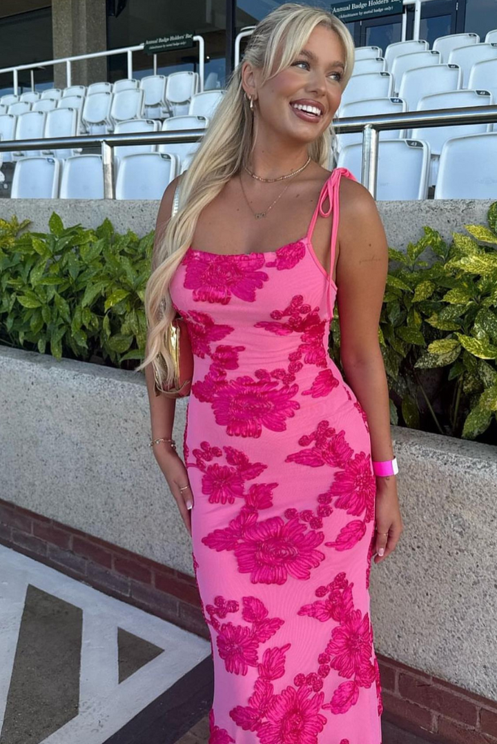 Thea Floral Embroidered Maxi Dress for Autumn and Summer