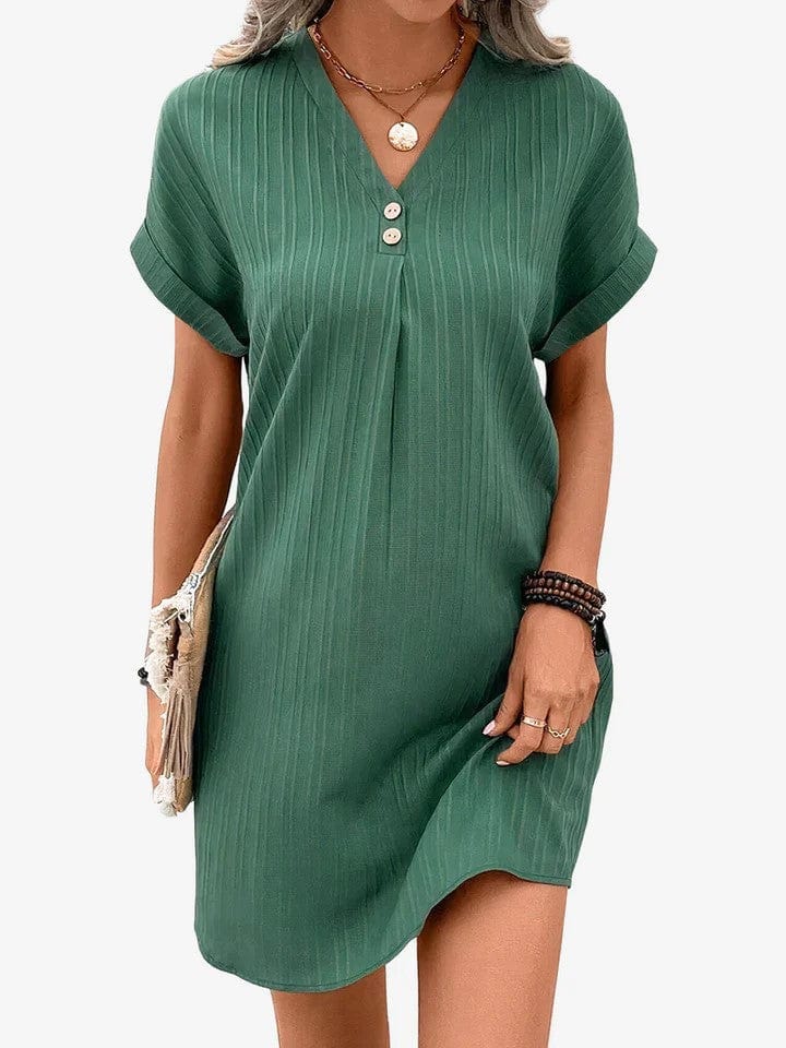 Emilia Seaside Autumn Dinner Dress with Soft Cotton and Tummy-Flattering Pleat