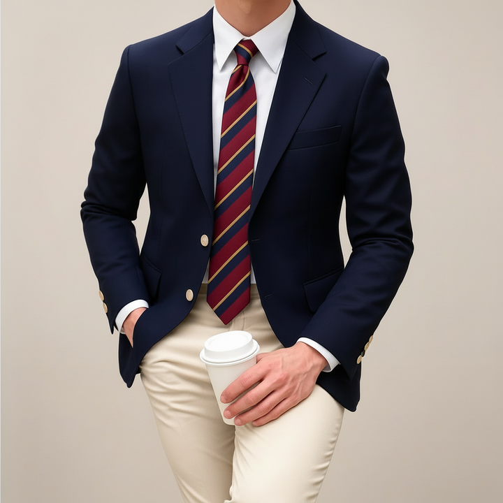 Ethan | Classic Structured Men's Blazer Jacket with Gold Button Detail 1