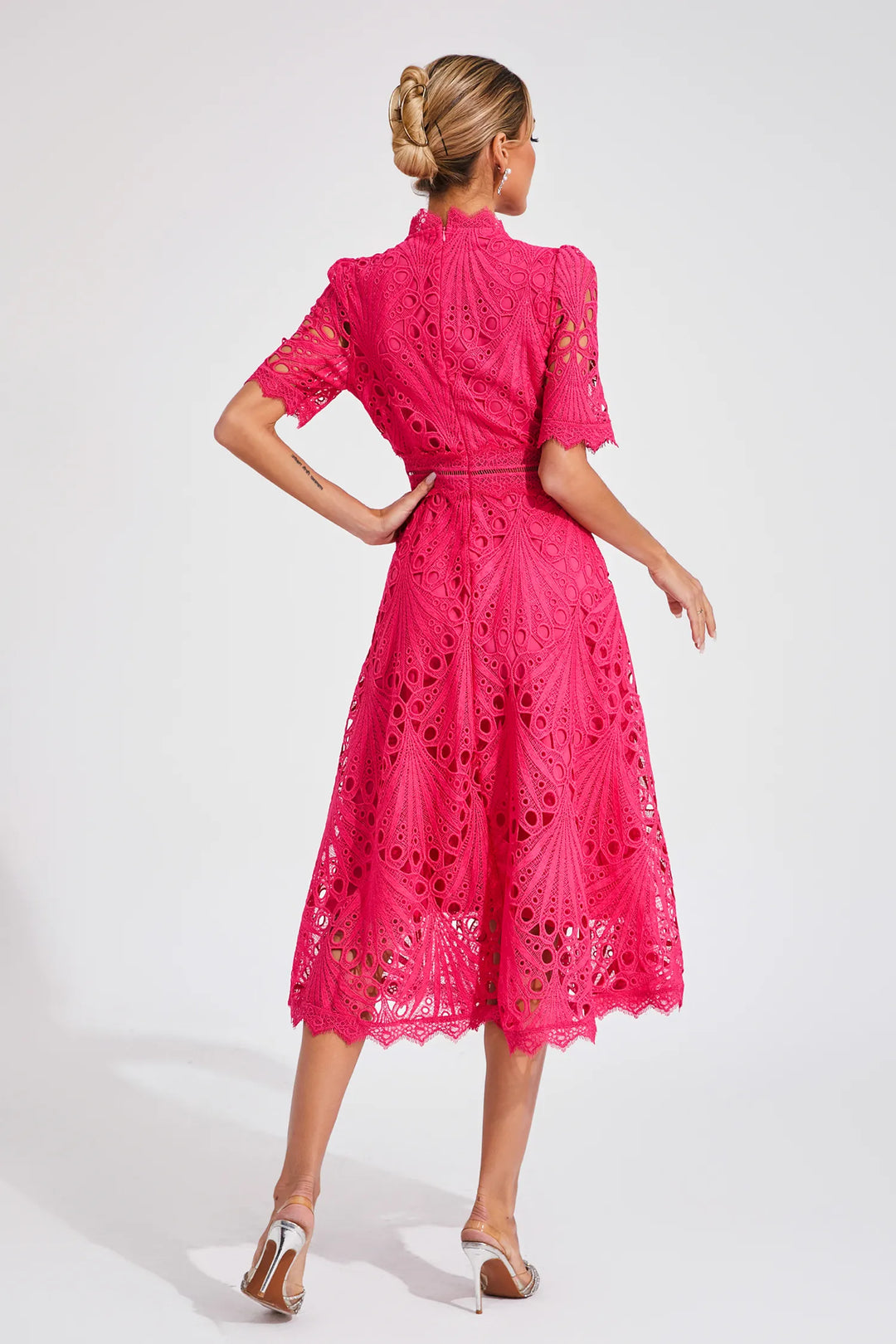 Hallie Lace Midi Dress Elegant Women's Dress for Autumn and Summer