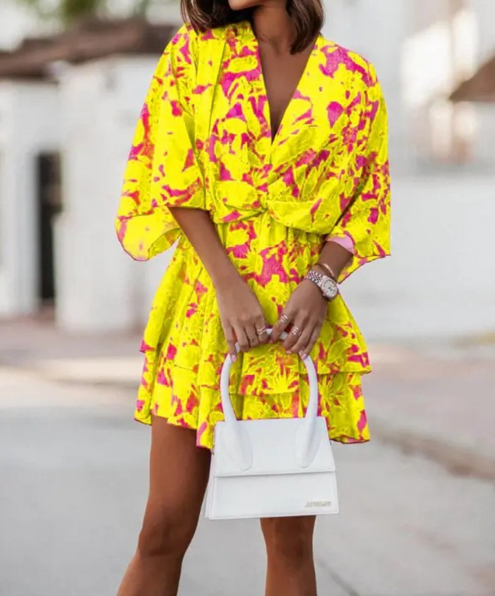 Bianca Floral Casual Mini Dress for Summer and Autumn