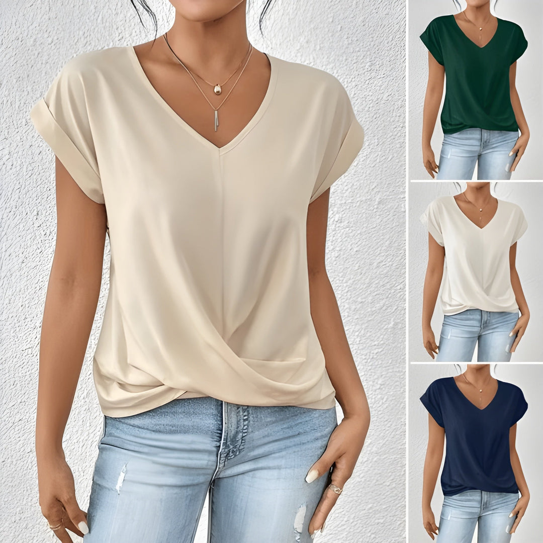 Kathrina V-Neck Twist Front Top Lightweight Comfort for Summer and Autumn