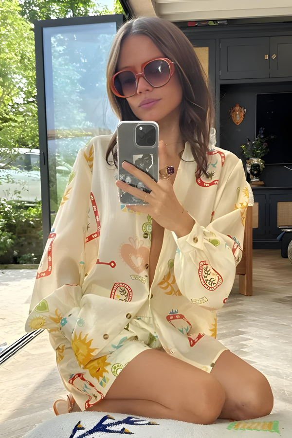 Caroline Printed Shirt and Shorts Set Casual Summer Outfit