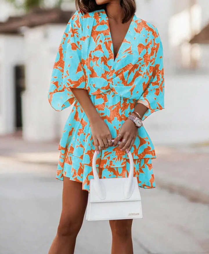 Bianca Floral Casual Mini Dress for Summer and Autumn