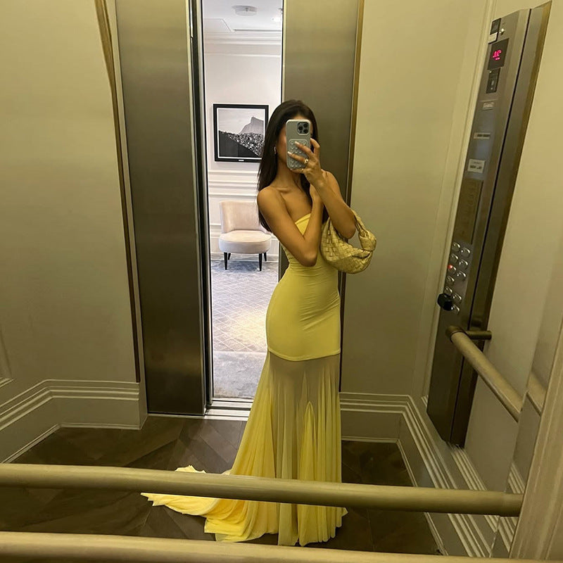 Calliope Slim Bustier Maxi Dress Off-Shoulder Backless Autumn Fashion