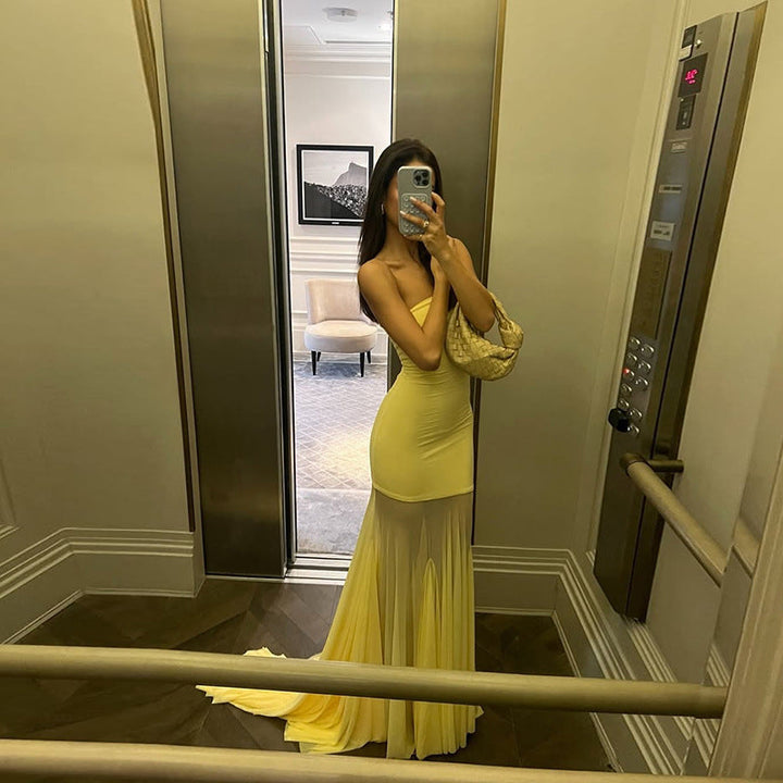 Calliope Slim Bustier Maxi Dress Off-Shoulder Backless Autumn Fashion