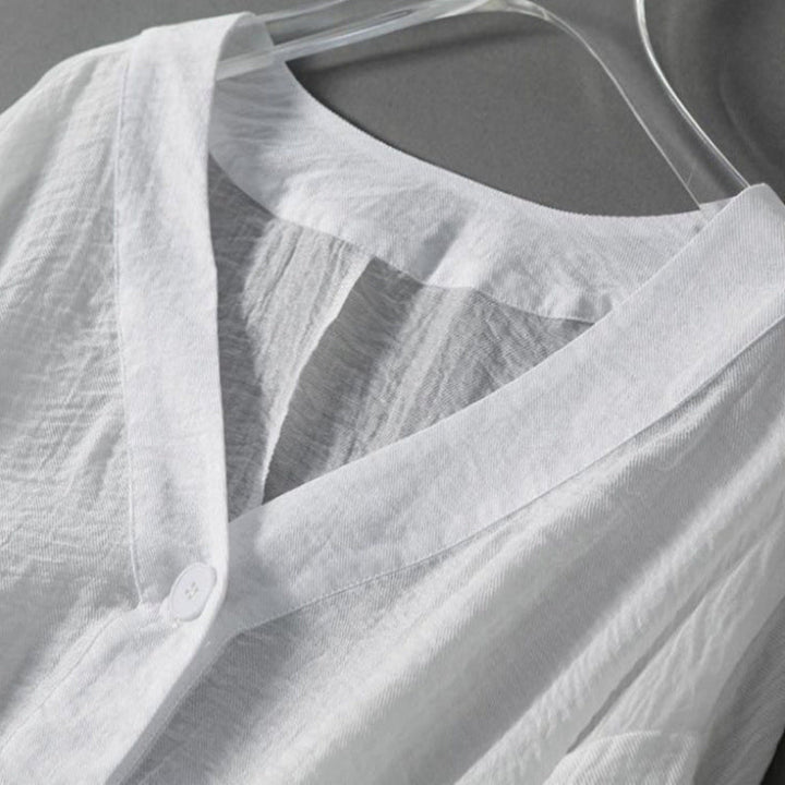 Ella Linen Blouse with Batwing Sleeves Lightweight Summer Top