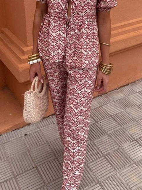 Anna Flowy Printed Lounge Set Comfortable Lightweight Loungewear for Summer