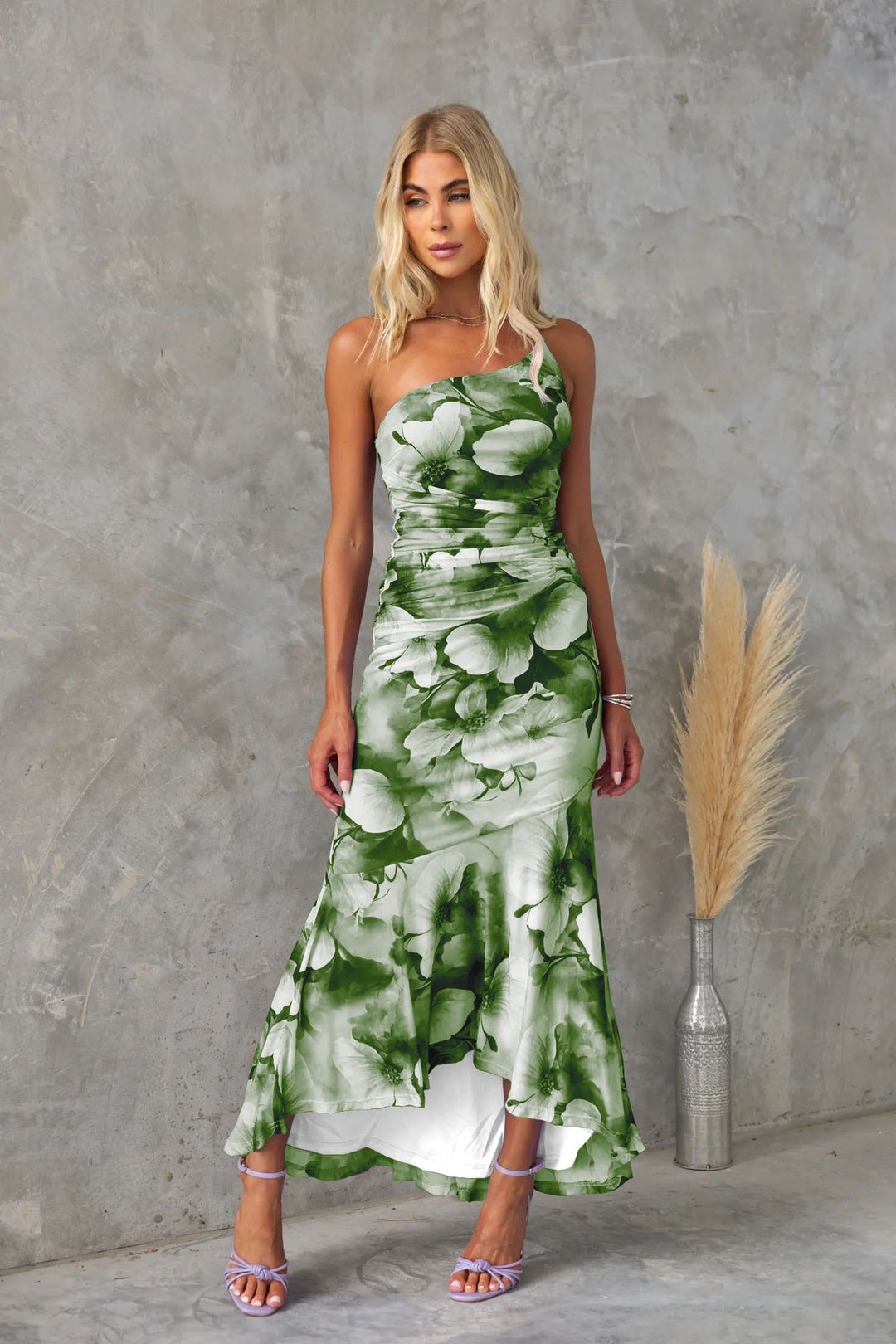 Jada Floral Summer Dress One-Shoulder Elegant Design