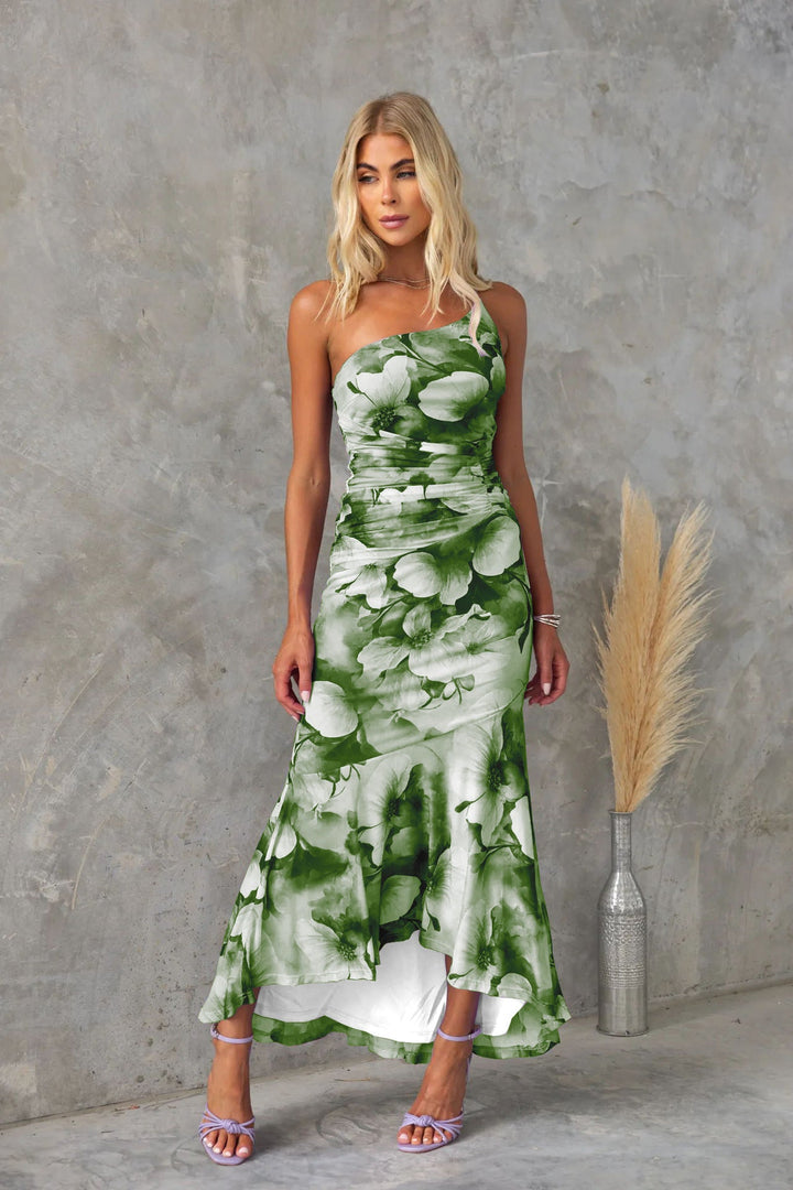 Jada Floral Summer Dress One-Shoulder Elegant Design