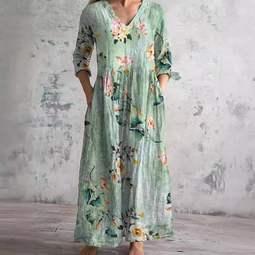 Sophie Comfortable Summer Floral Maxi Dress Lightweight Breezy Style