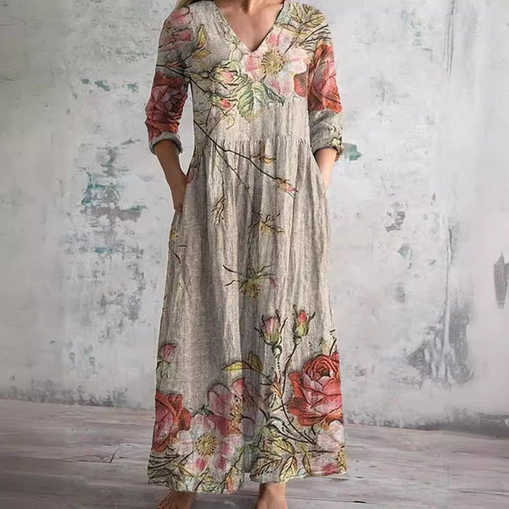 Sophie Comfortable Summer Floral Maxi Dress Lightweight Breezy Style