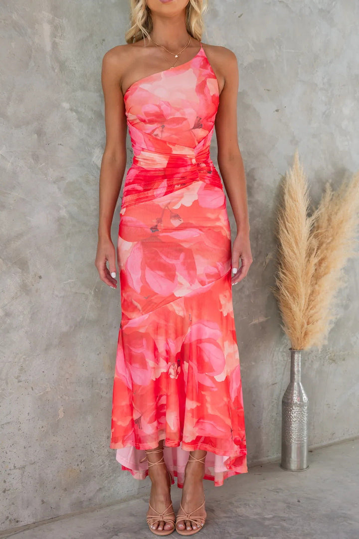 Jada Floral Summer Dress One-Shoulder Elegant Design
