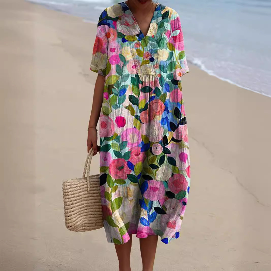 Nicka Vibrant Floral Dress for Summer and Autumn