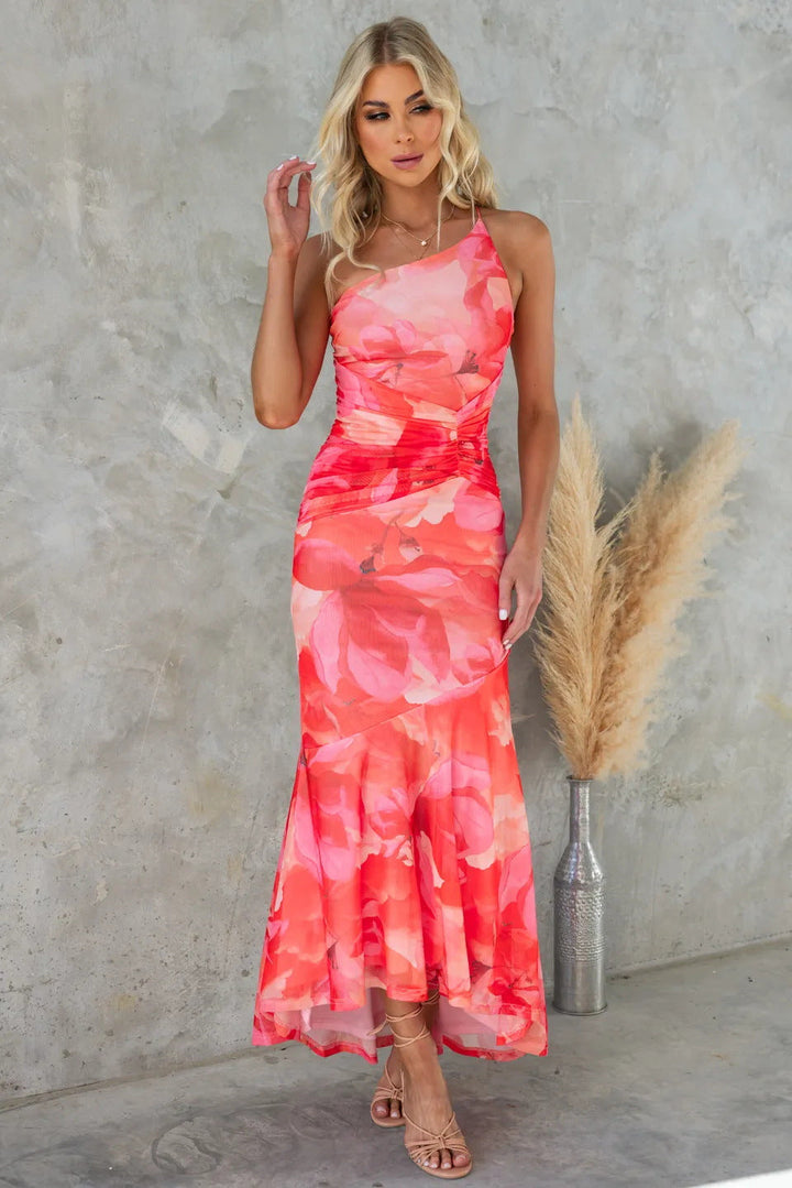 Jada Floral Summer Dress One-Shoulder Elegant Design