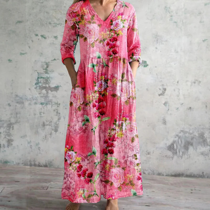 Sophie Comfortable Summer Floral Maxi Dress Lightweight Breezy Style