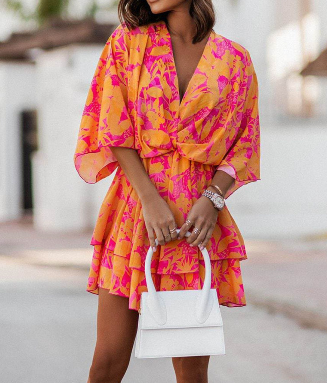 Bianca Floral Casual Mini Dress for Summer and Autumn