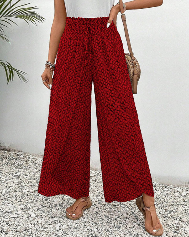 Lunara Women's Wide-Leg Geometric Print Trousers for Autumn