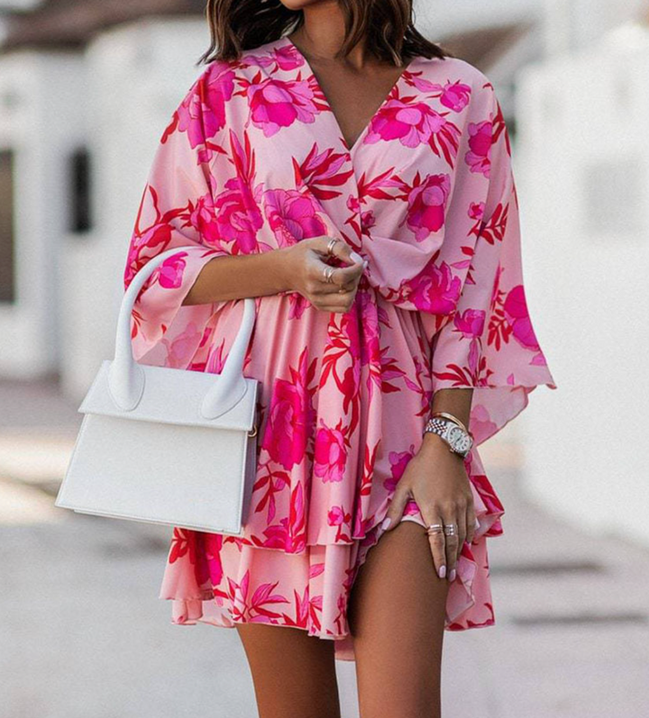 Bianca Floral Casual Mini Dress for Summer and Autumn