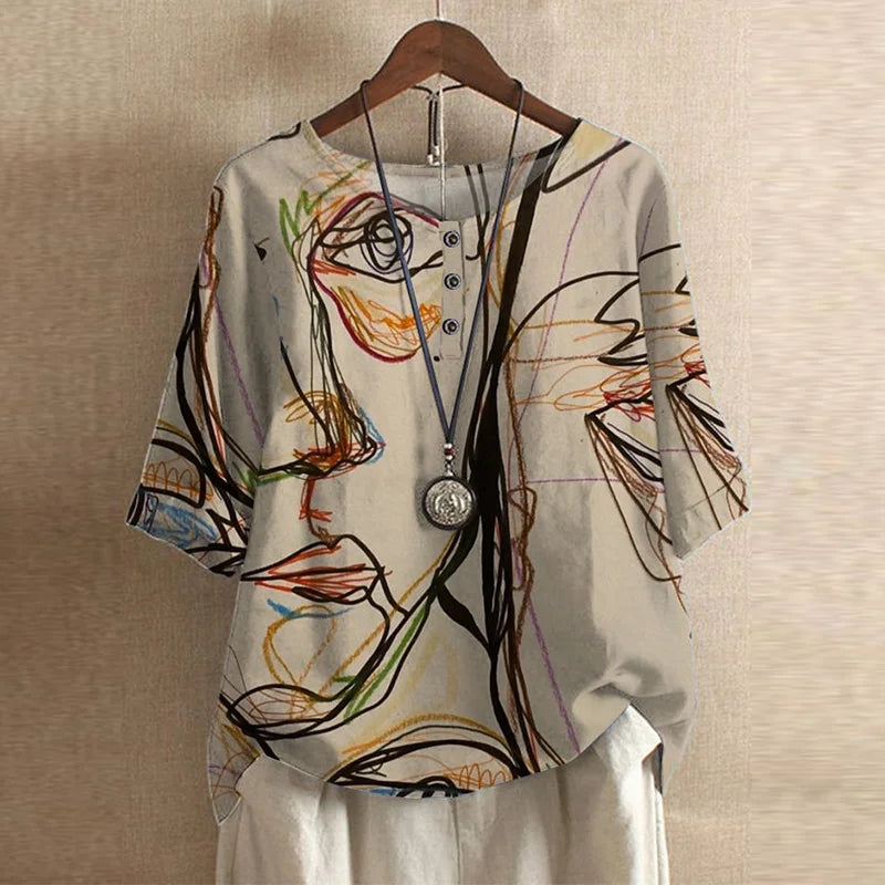 Anya Retro-Inspired Blouse with Vintage Floral Design for Autumn and Summer