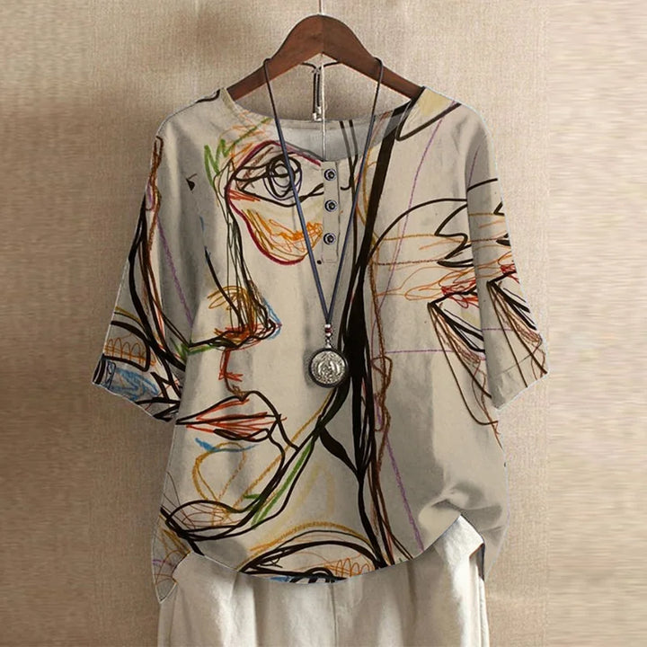 Anya Retro-Inspired Blouse with Vintage Floral Design for Autumn and Summer