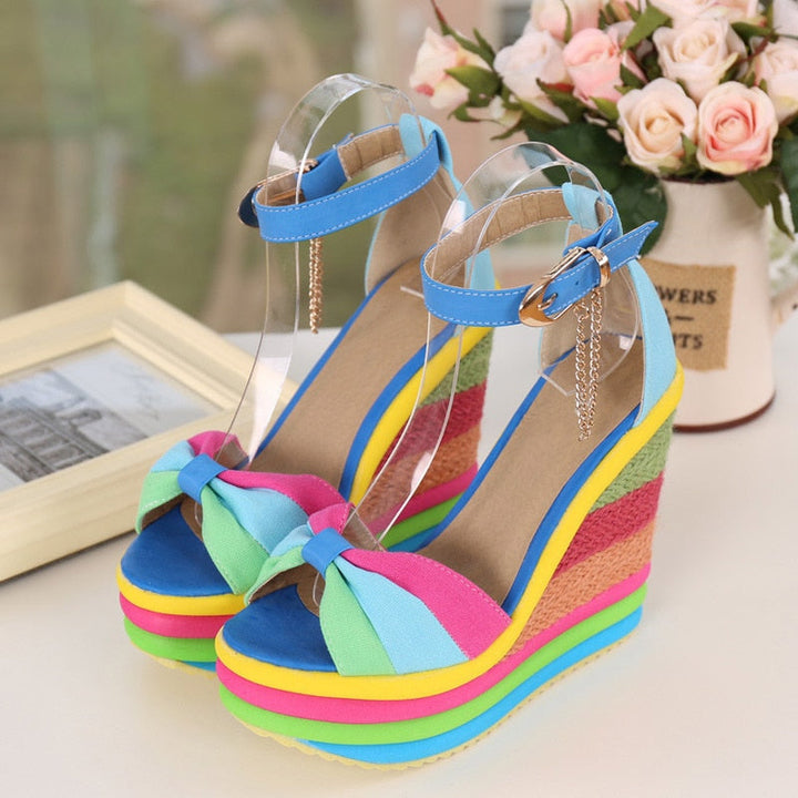 Monica Colorful Summer Wedge Sandals Stylish Comfortable Elevation