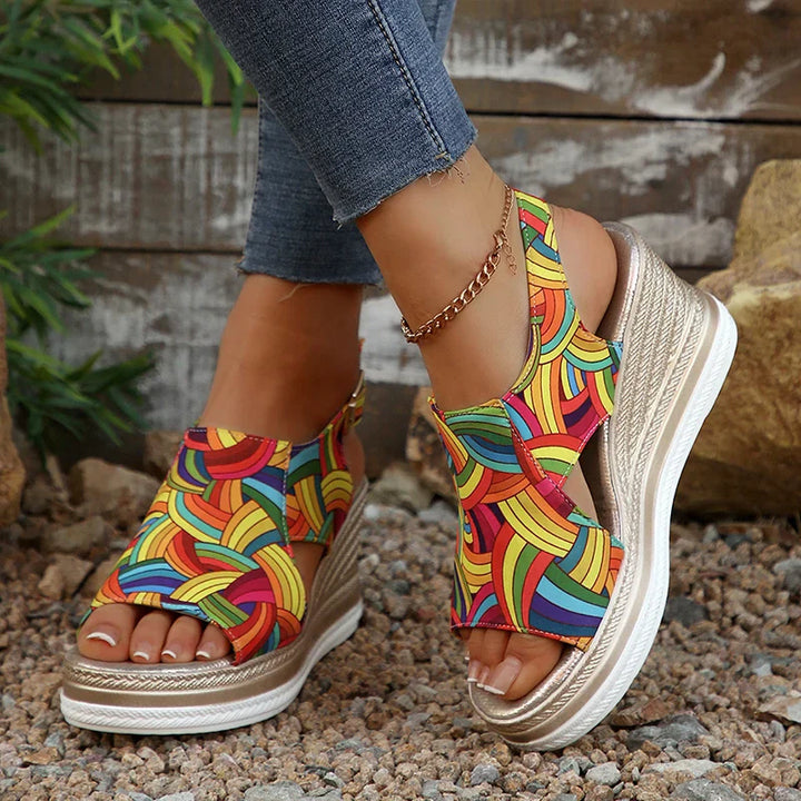 Janeiro Wedge Heel Sandals with Adjustable Ankle Strap for Summer