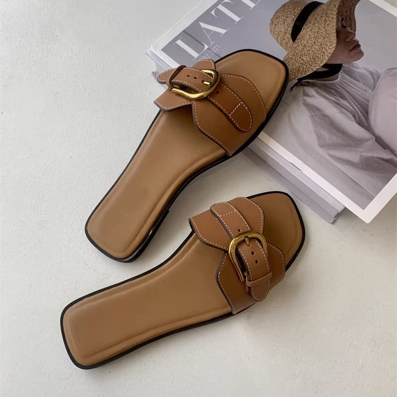 Erica Stylish Buckle Flat Sandals for Summer and Autumn