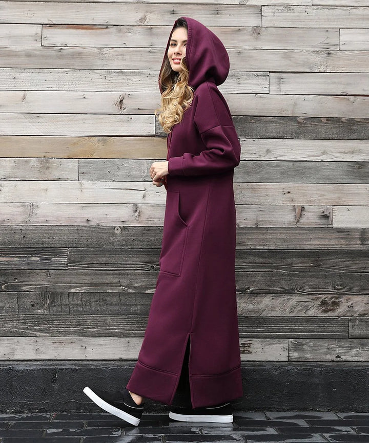 Ciska Elegant Hooded Long Sleeve Dress for Autumn Comfort and Style