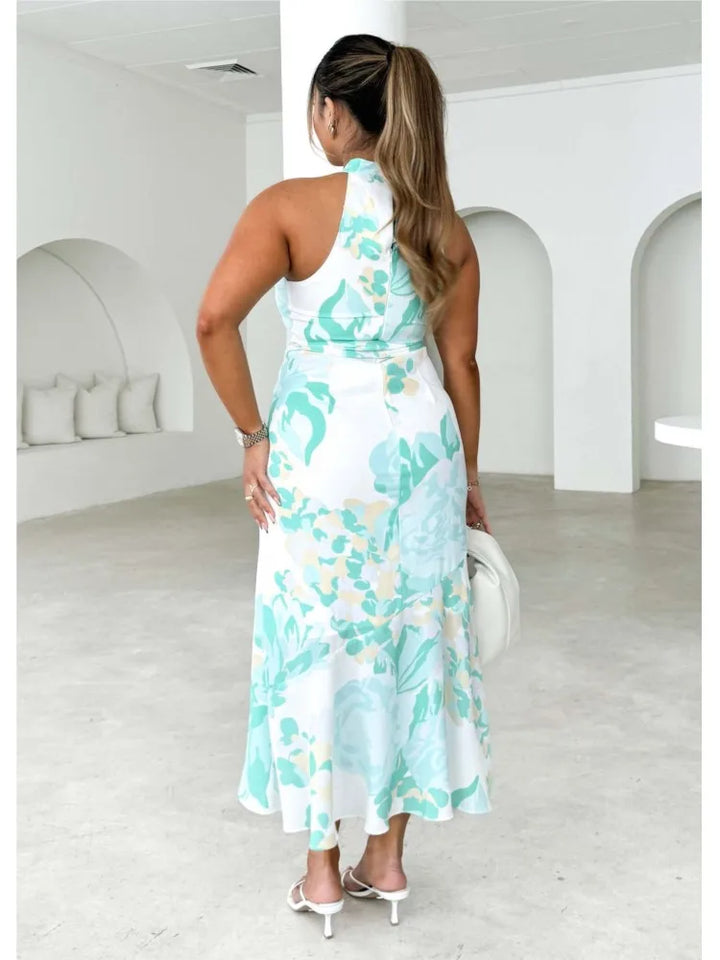 Amira Elegant Halter Neck Wrap Dress for Autumn and Summer