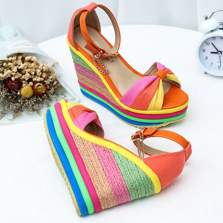 Monica Colorful Summer Wedge Sandals Stylish Comfortable Elevation