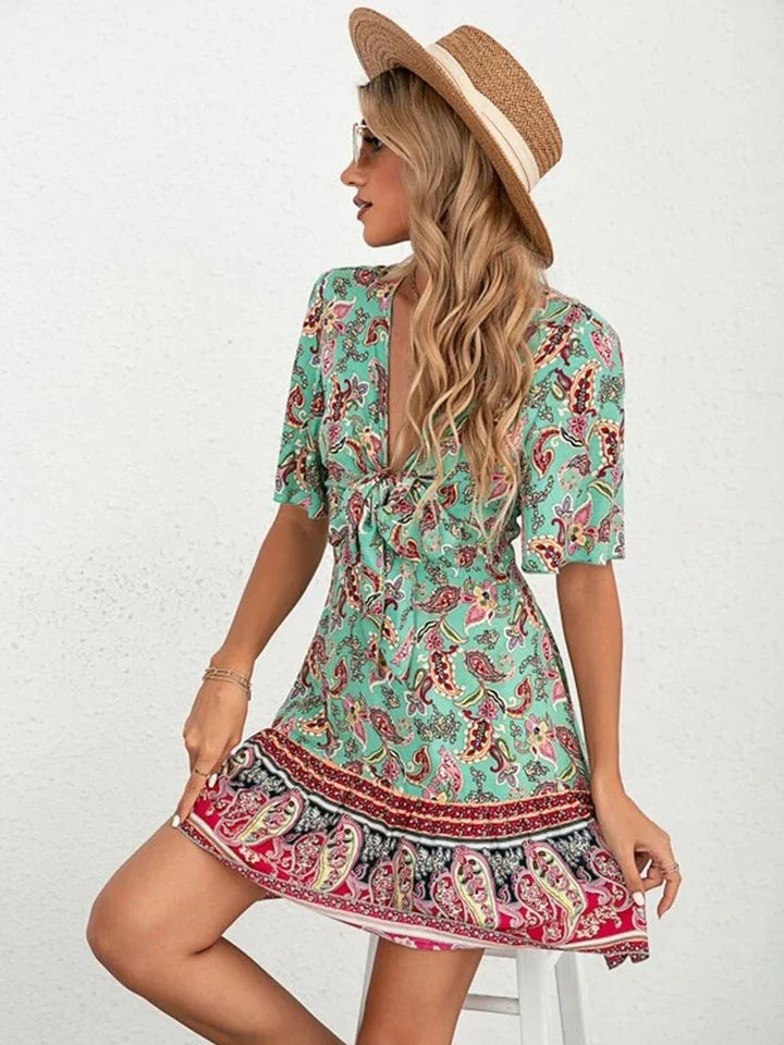 Sarah Floral Tie-Front Dress Elegant Summer Style