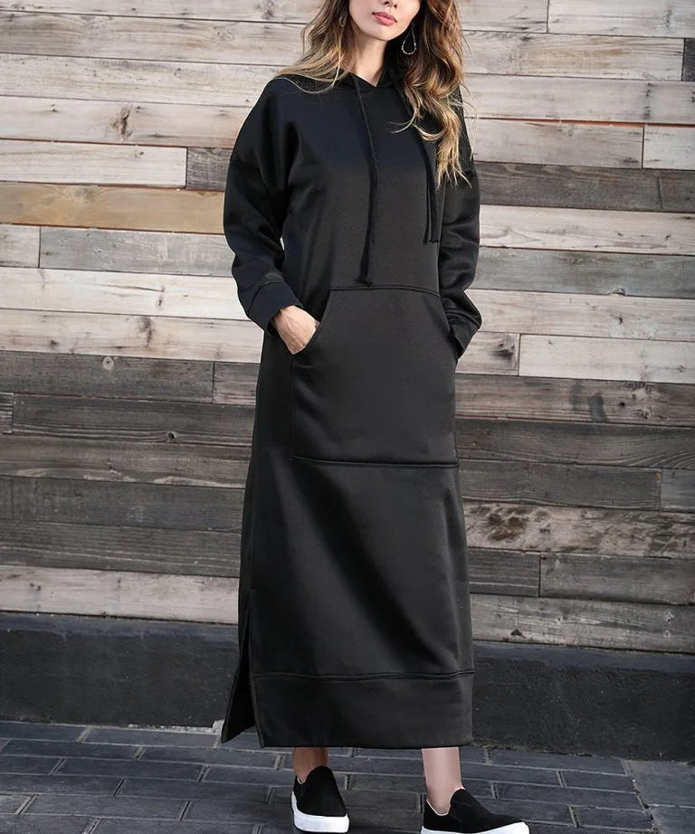 Ciska Elegant Hooded Long Sleeve Dress for Autumn Comfort and Style