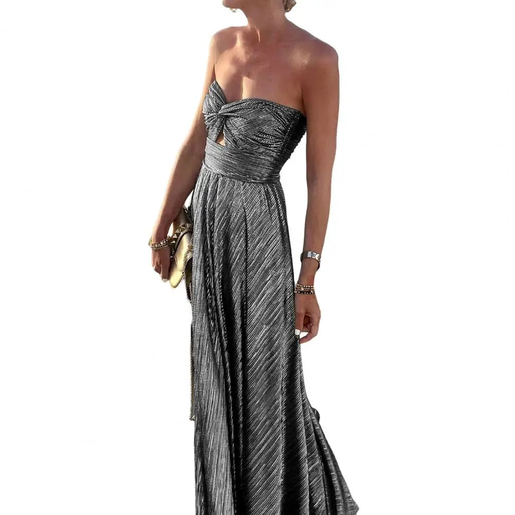 Victoria Elegant Strapless Lightweight Flowing Maxi Dress for Summer