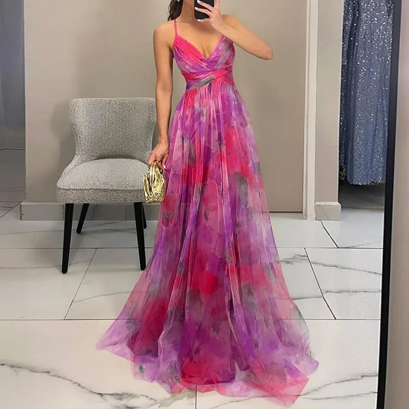 Gisele Flattering Floral Maxi Dress with Elegant Movement for Summer and Autumn