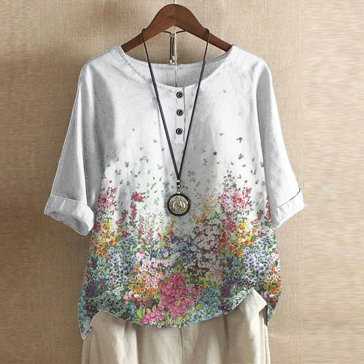 Anya Retro-Inspired Blouse with Vintage Floral Design for Autumn and Summer