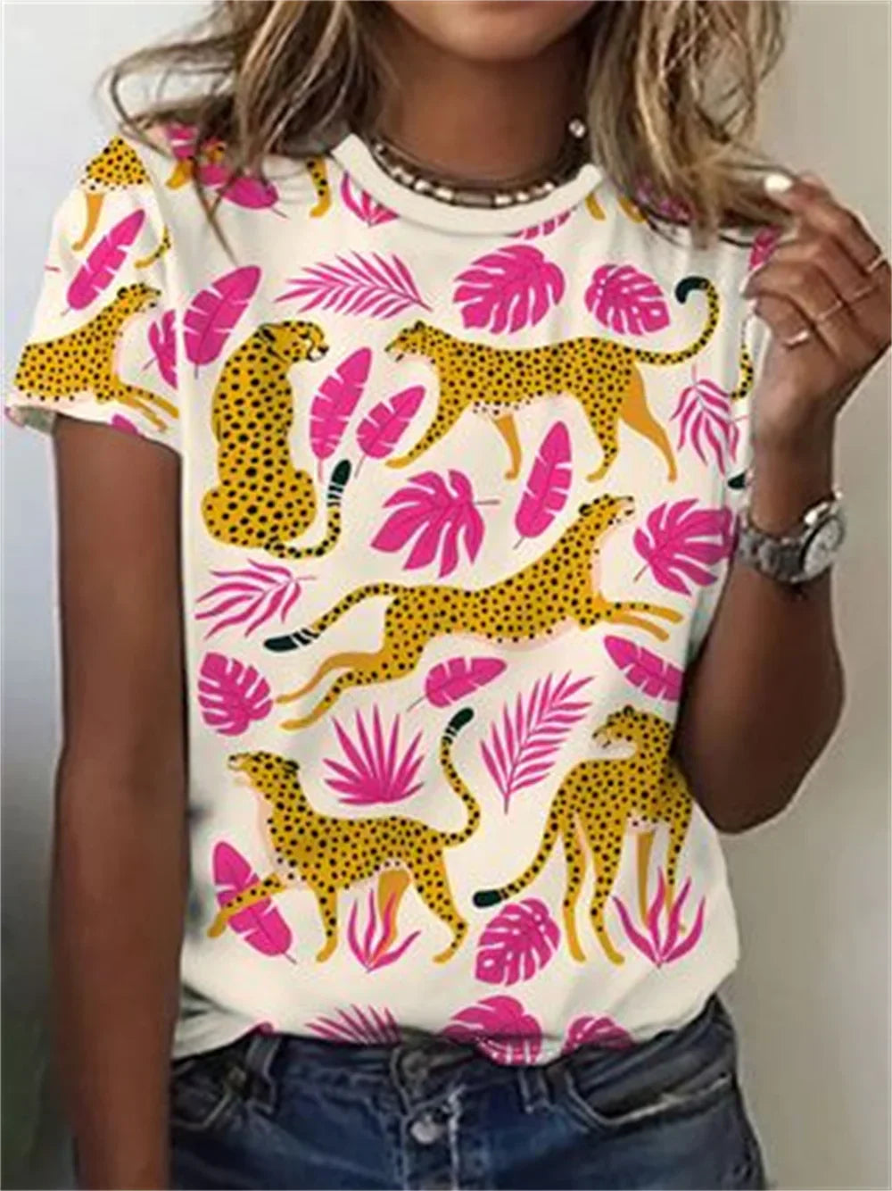 Avrille Stylish Dog Print T-Shirt for Autumn and Summer Casual Wear