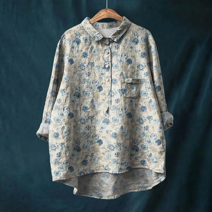 Liesa Vintage Floral Button-Down Shirt for Autumn and Summer