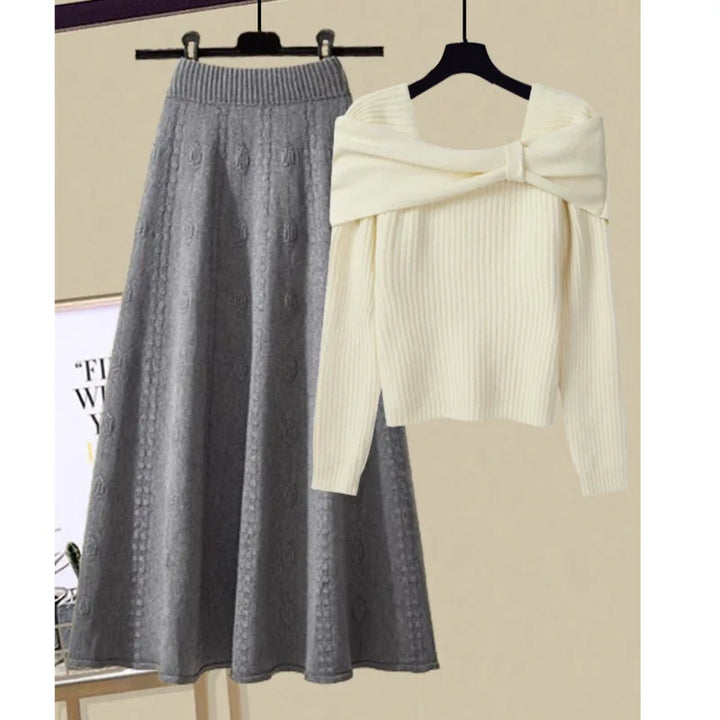 Elle Two-Piece Knitted Set with Bow Detail for Autumn