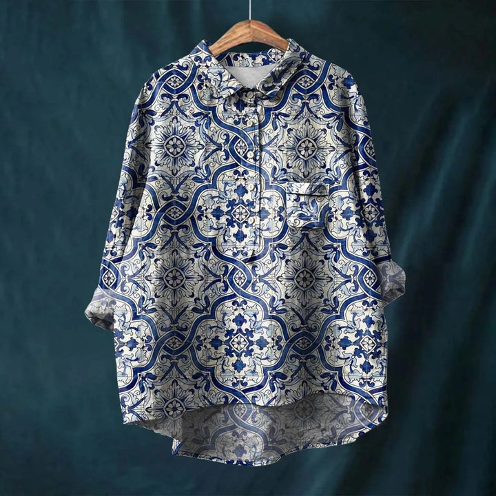 Liesa Vintage Floral Button-Down Shirt for Autumn and Summer