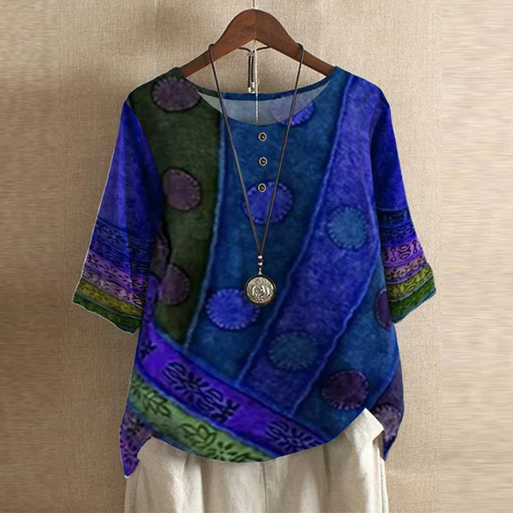 Anya Retro-Inspired Blouse with Vintage Floral Design for Autumn and Summer