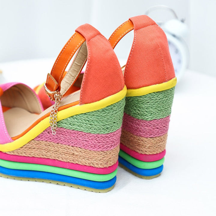 Monica Colorful Summer Wedge Sandals Stylish Comfortable Elevation