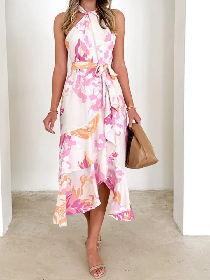 Amira Elegant Halter Neck Wrap Dress for Autumn and Summer