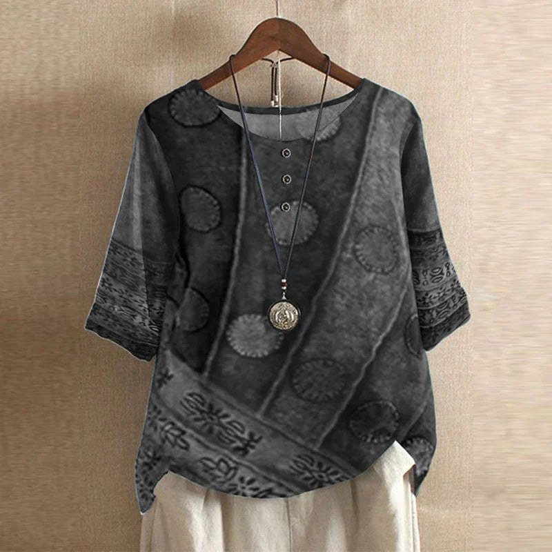 Anya Retro-Inspired Blouse with Vintage Floral Design for Autumn and Summer
