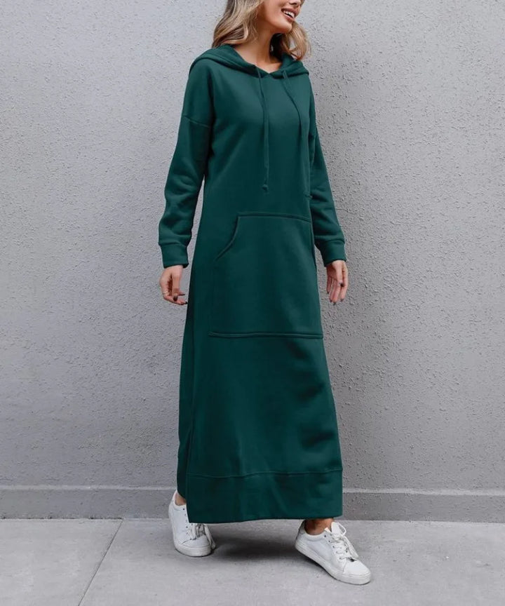 Ciska Elegant Hooded Long Sleeve Dress for Autumn Comfort and Style