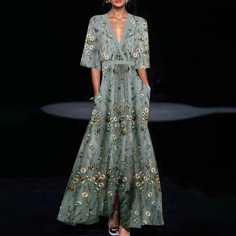 Sofia Elegant Floral Maxi Dress Lightweight Comfortable Summer