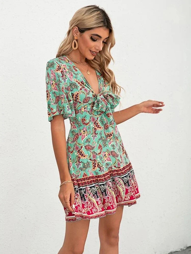 Sarah Floral Tie-Front Dress Elegant Summer Style